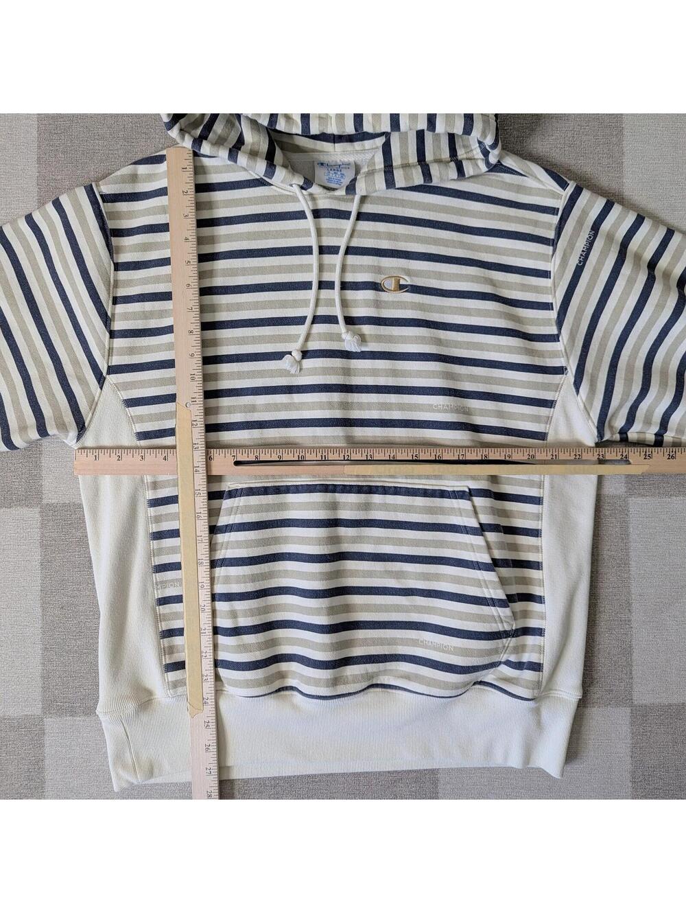 Vintage Champion reverse weave striped hoodie sweatshirt - Picture 6 of 7